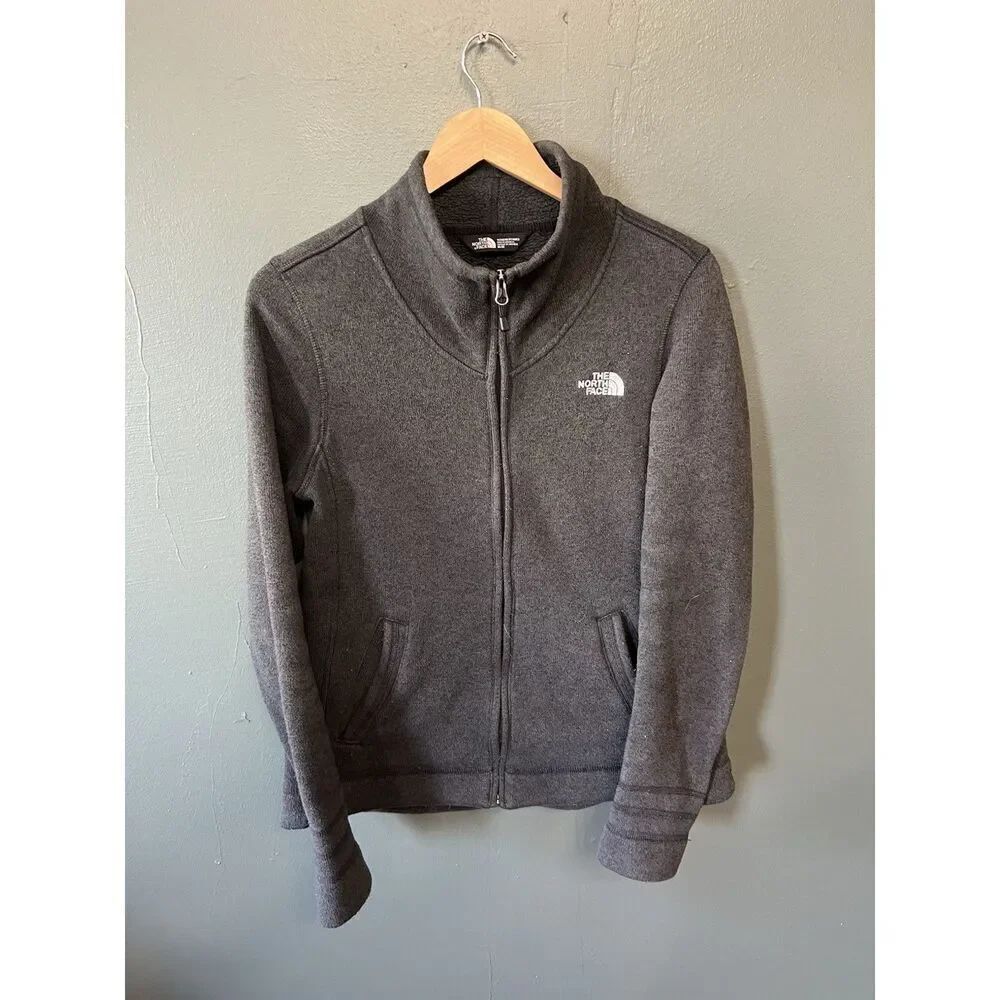 The North Face Womens Gray Full Zip Mock Neck Sweatshirt Size Medium